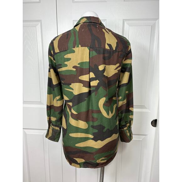 Zara Woman Camouflage Shirt Brown Green Small Button Down - Picture 4 of 7
